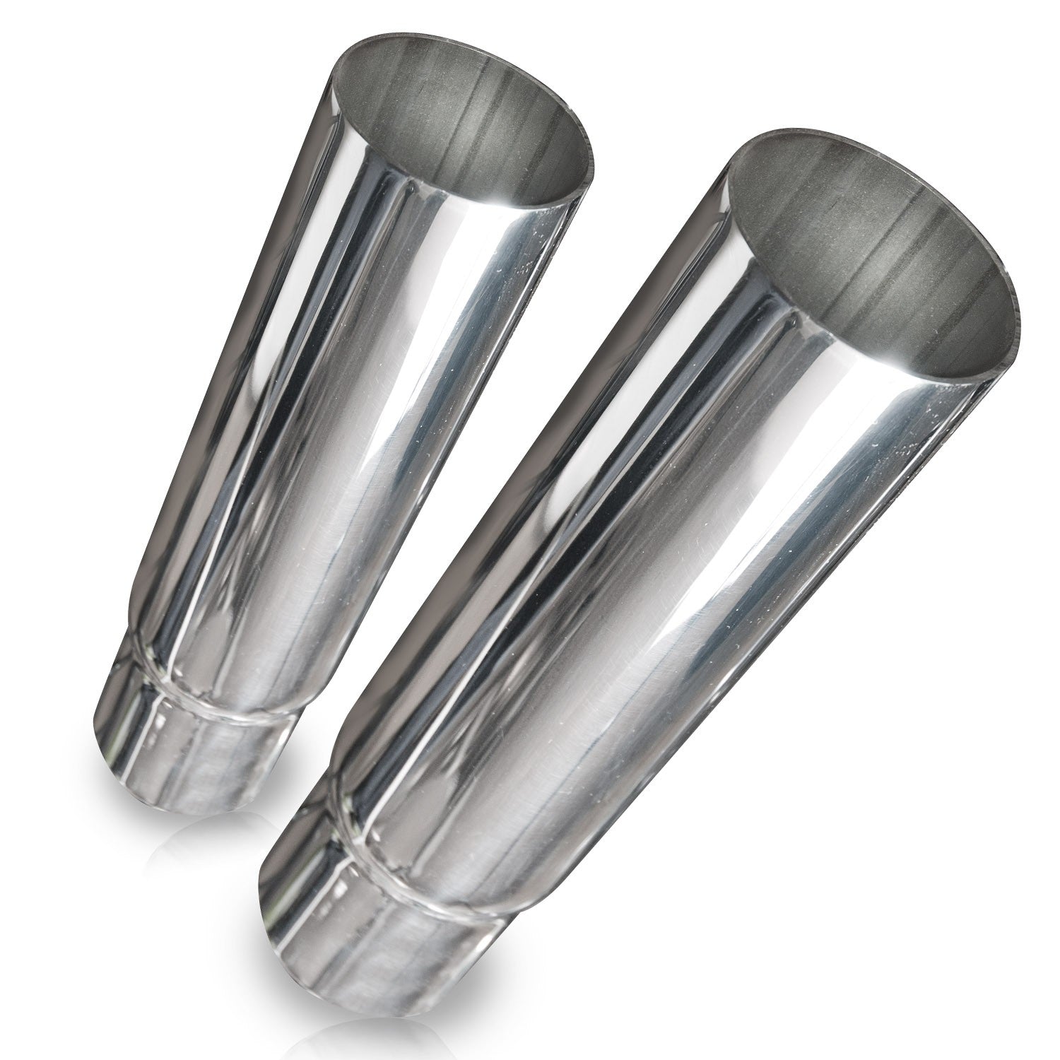Resonator Style Polished Exhaust Tip 304 Stainless Steel Front View