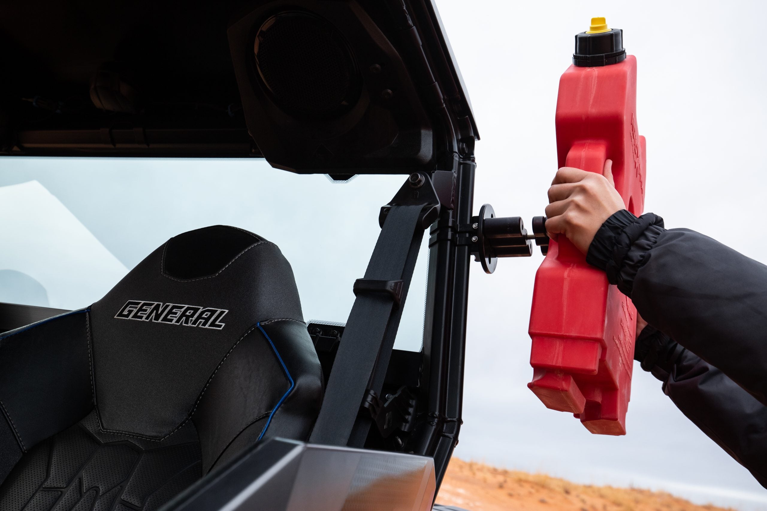 Rotopax / Fuelpax Fuel Container Mount – Adjustable Angle Front View