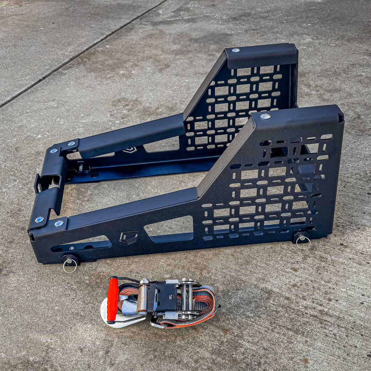 Tactical Series Bed-Mount Spare Tire Carrier Front View