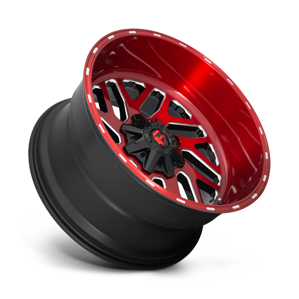 Fuel Wheels | TRITON | BRUSHED GUN METAL TINTED CLEAR/GLOSS BLACK RED TINTED CLEAR/CANDY RED MILLED