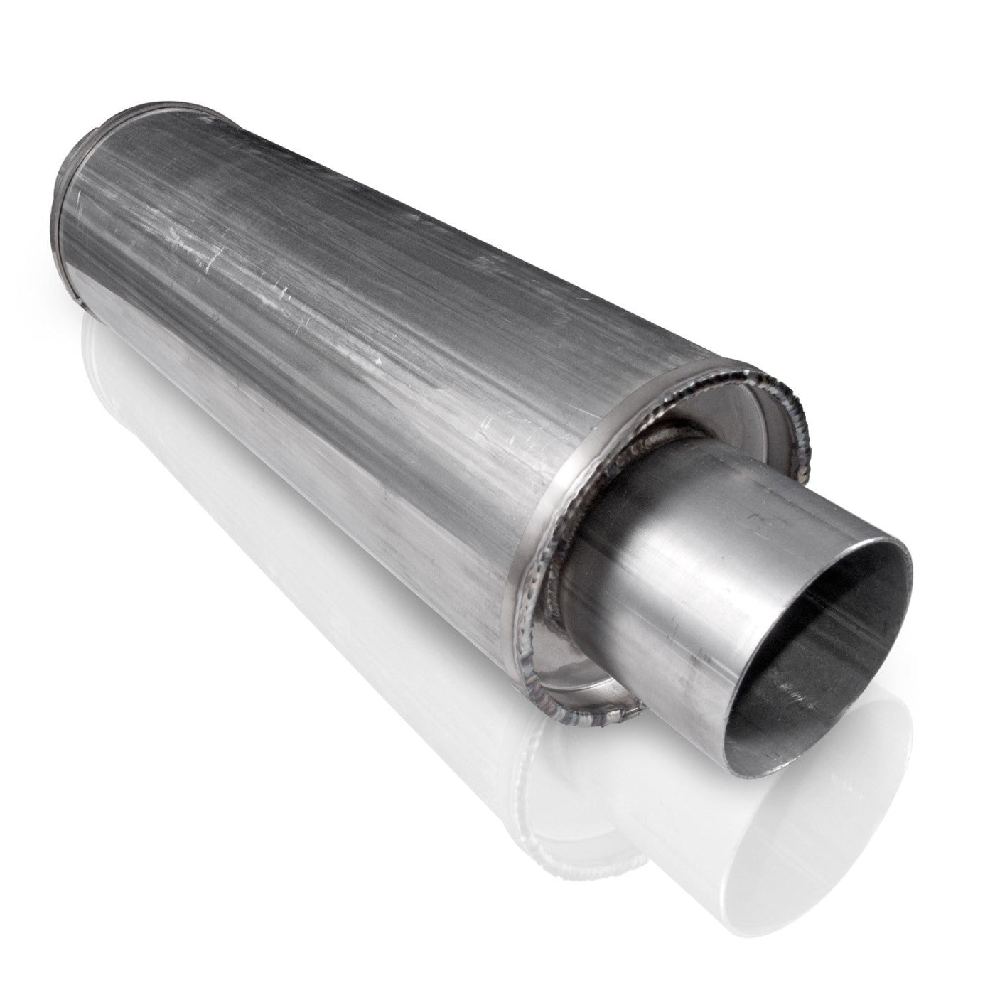 Vintage Round Style Muffler Stainless Steel Front View
