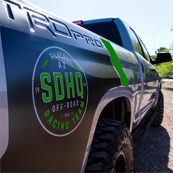 '07-20 Toyota Tundra Pro Bedside Decal Kit Sticker SDHQ Off Road Green close-up