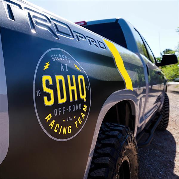 '07-20 Toyota Tundra Pro Bedside Decal Kit Sticker SDHQ Off Road Yellow close-up