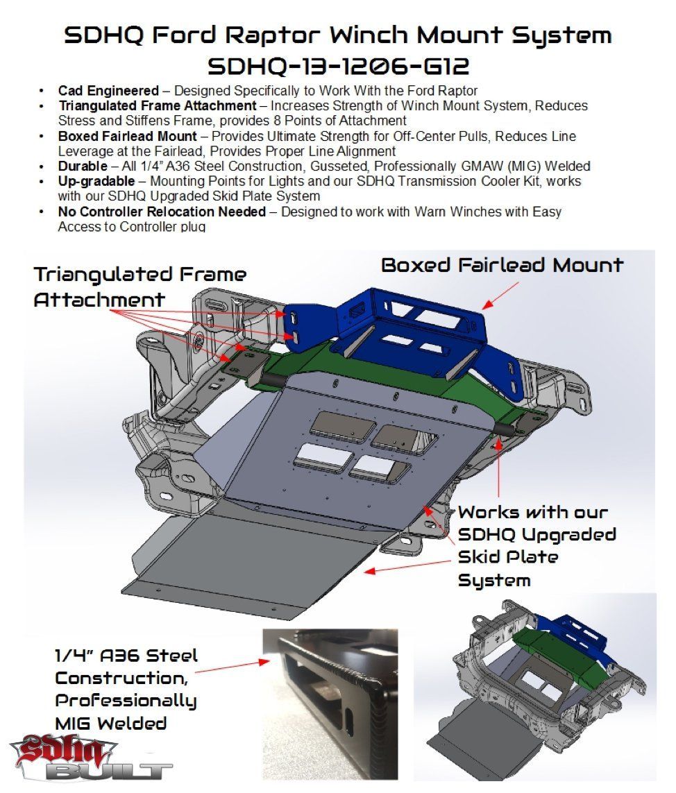'10-14 Ford Raptor SDHQ Built Winch Mount Winch Mount SDHQ Off Road design/description