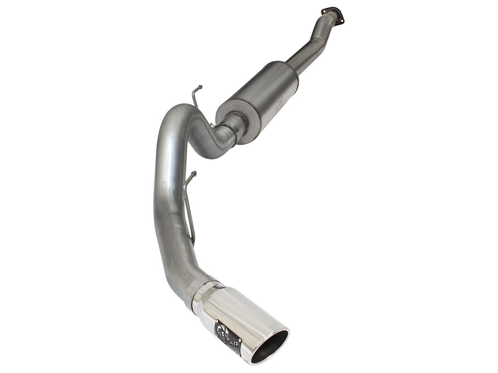 11-14 Ford F150 ATLAS Series 4" 409 Stainless Steel Cat Back Exhaust System AFE Power V6-3.5L EcoBoost w/polished Exhaust Tip display