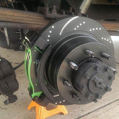 '13-23 Ford F250/350 EBC GD Rear Brake Rotors Close-up Display on Vehicle 