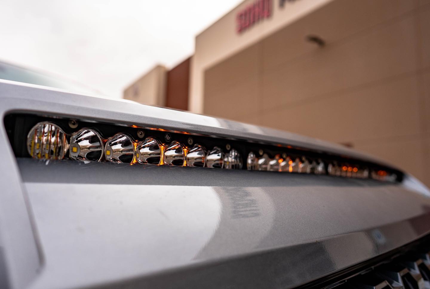 '14-20 Toyota Tundra SDHQ Built Hood Scoop LED Light Bar Mount Lighting SDHQ Off Road close-up