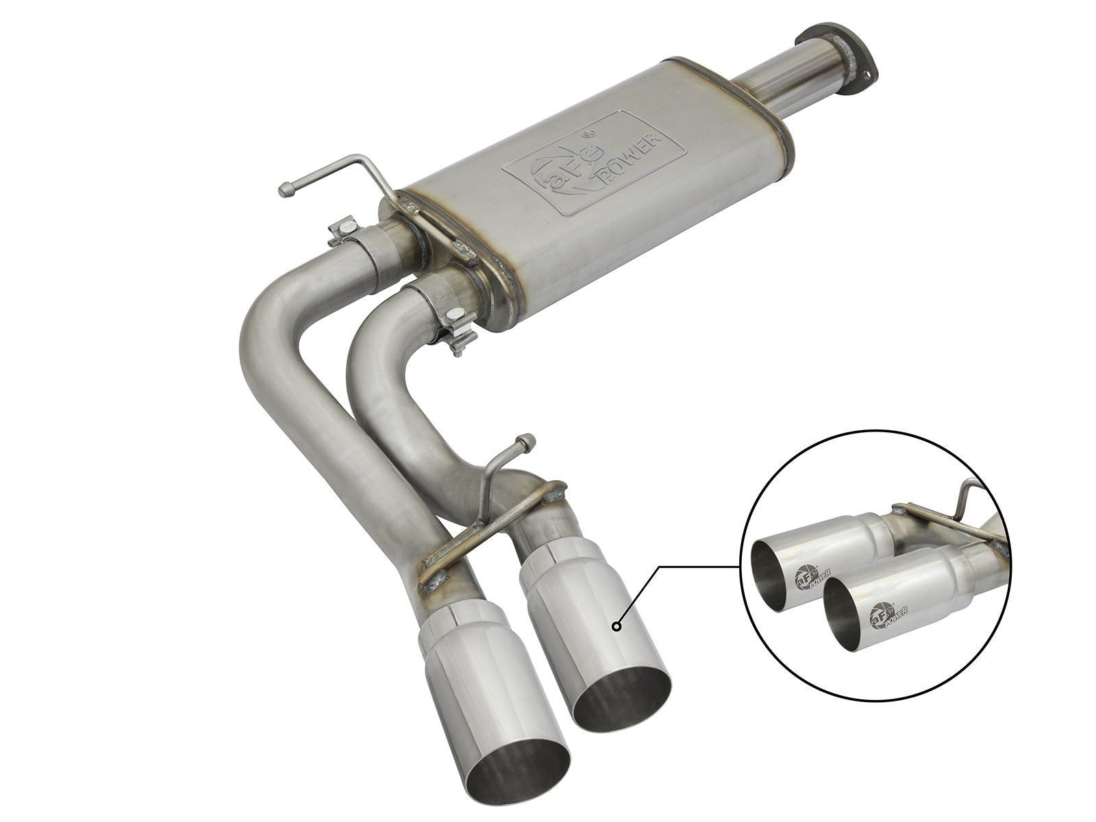 '16-23 Toyota Tacoma 3"-2 1/2" Rebel Series Middle-Side Exit Exhaust System w/Polished Exhaust Tip AFE Power display