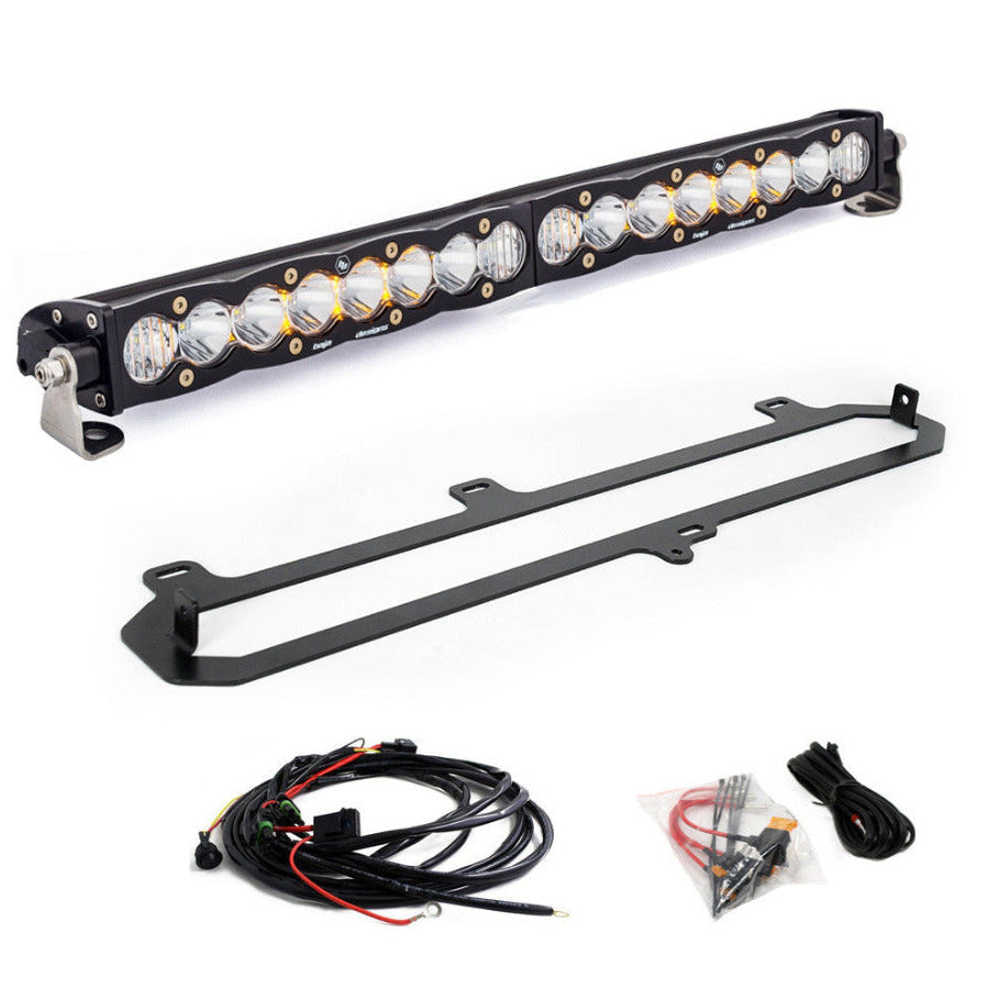 '22-23 Toyota Tundra TRD Grille Baja Designs 20" S8 OEM Replacement LED Light Bar Kit Display of Included Parts 