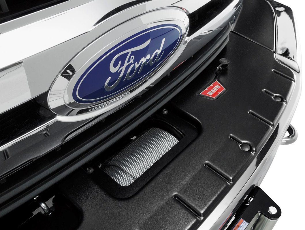 '17-19 Ford SuperDuty Hidden Winch Mount Kit Warn Industries close-up