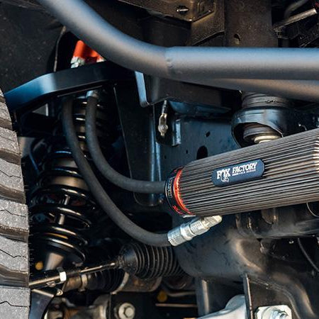 '17-18 Ford Raptor 3.0 Fox Factory Series Internal Bypass RR Coilover Close-up Display on Vehicle 
