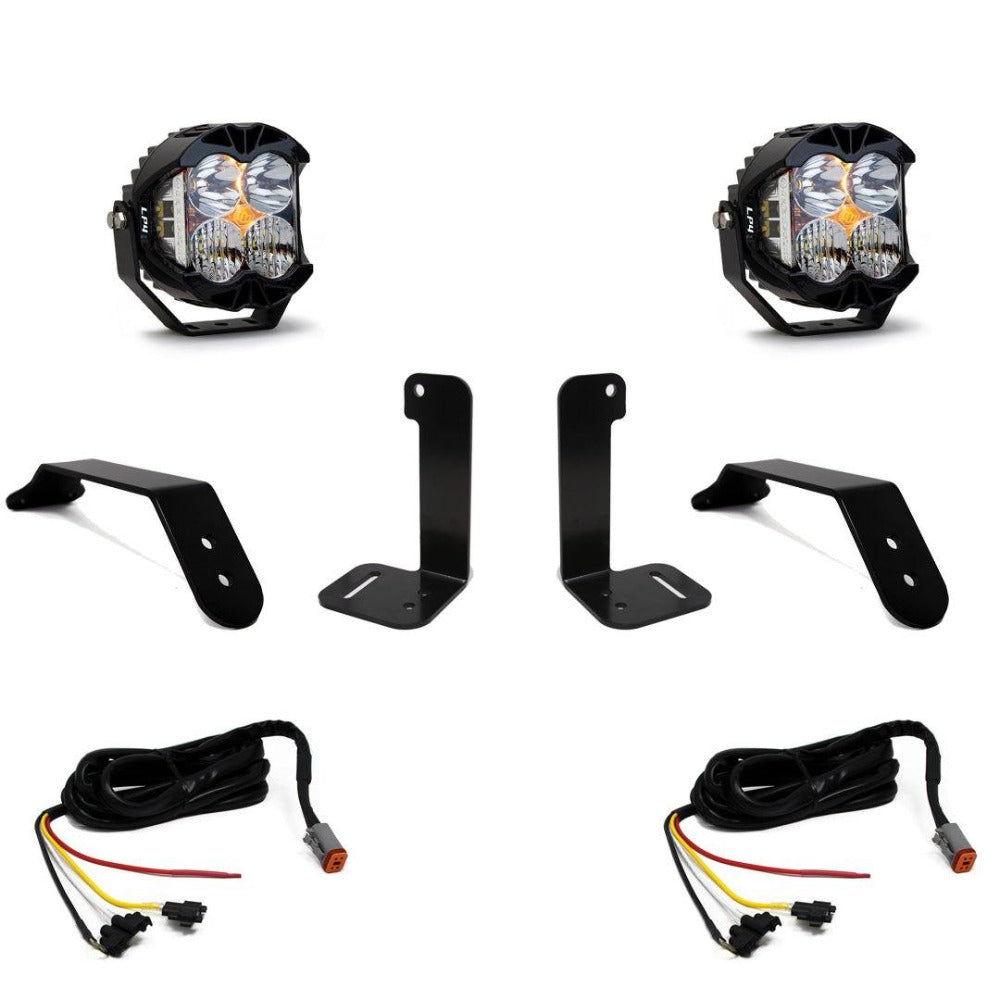 '18-23 Jeep JL Bumper LP4 LED Light Kit Lighting Baja Designs Display of Included Parts 