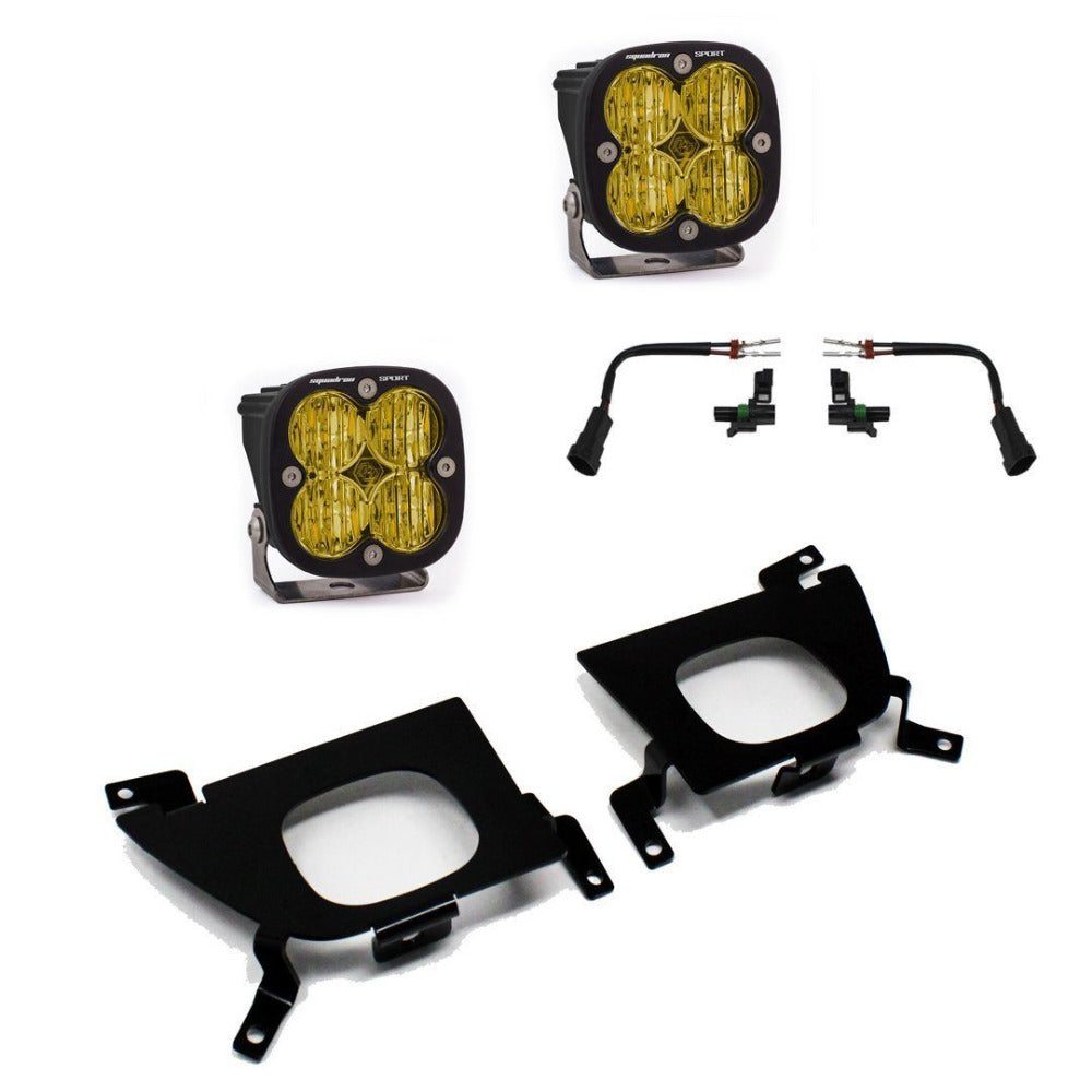 '20-22 Chevy 2500/3500 Fog Light Kit Lighting Baja Designs Amber Display of Included Parts 