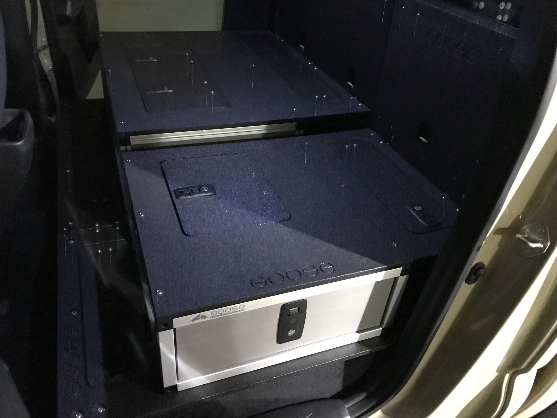 '05-23 Toyota Tacoma Double Cab 2nd Row Single Drawer Module 40% Driver Side Display in Vehicle