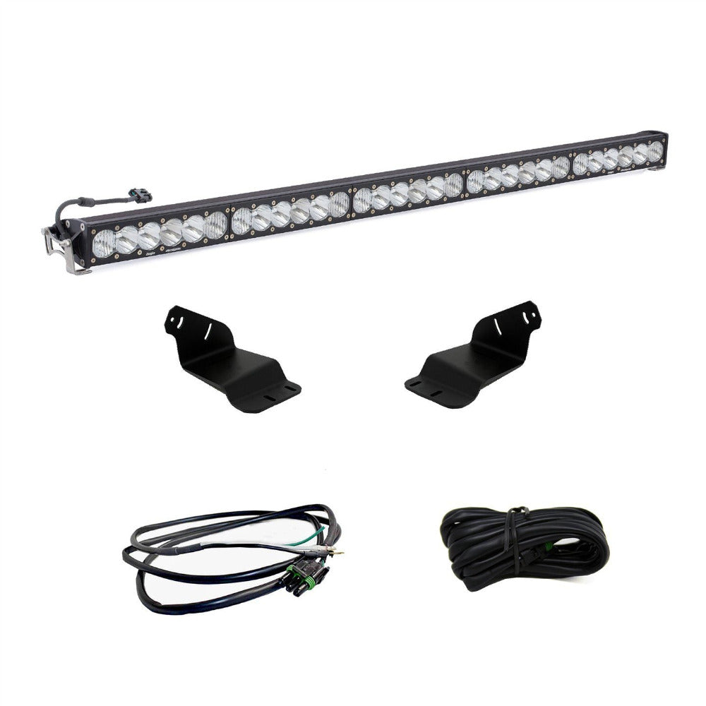 '21-23 Ford Bronco 50" OnX6+ LED Roof Bar Kit Lighting Baja Designs Display of Included Parts 