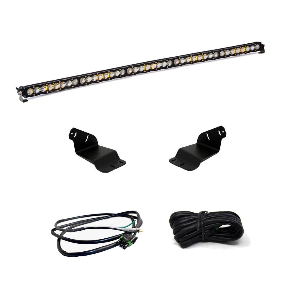 '21-23 Ford Bronco 50" S8 Series LED Roof Bar Kit Lighting Baja Designs Display of Included Parts