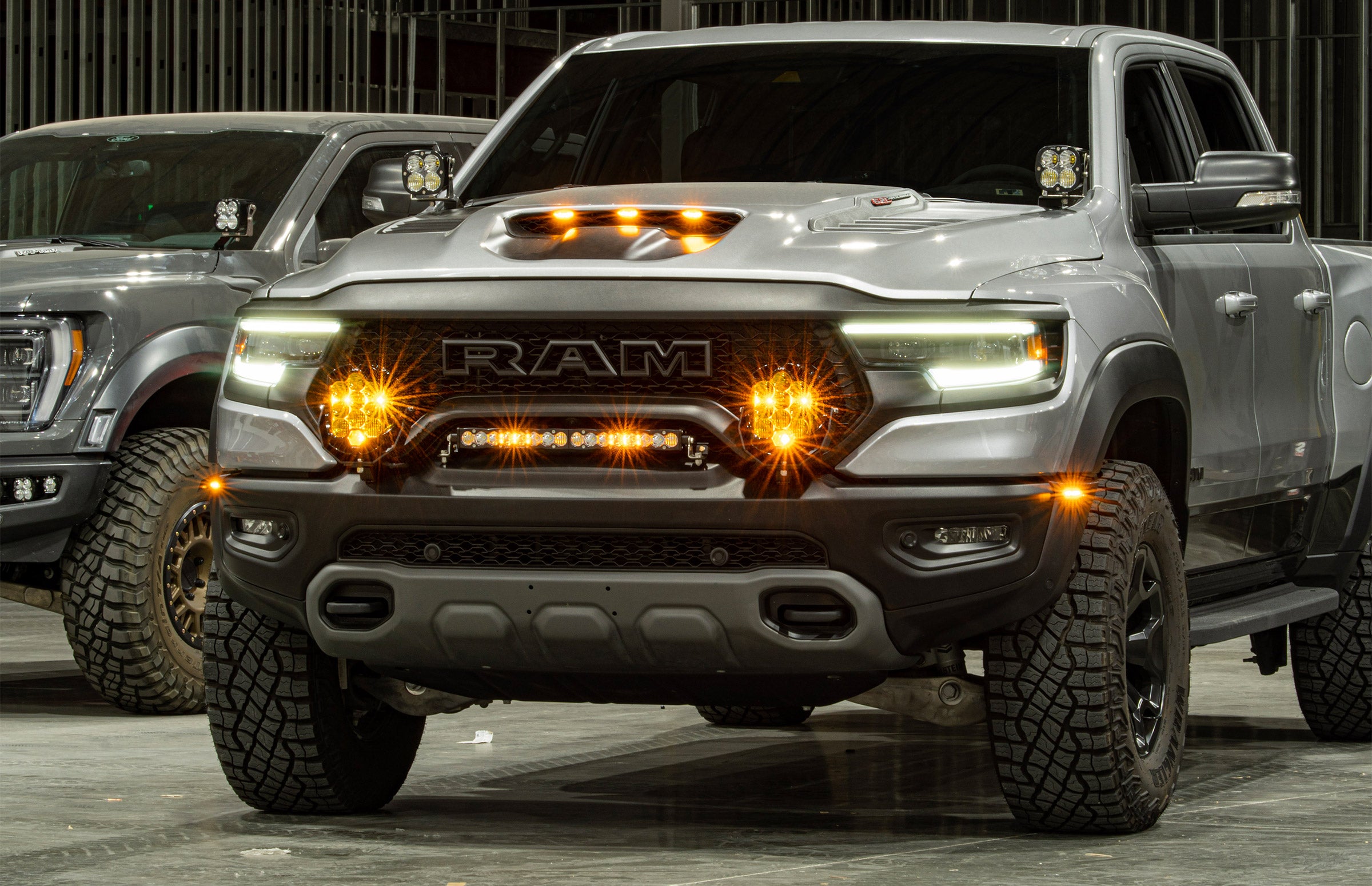 '21-22 Ram TRX 1500 Baja Designs LP9 Pro Bumper Light Kit display on Vehicle (In Use)