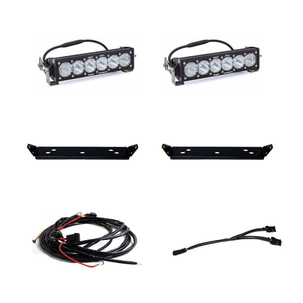 '21-22 Ford Raptor Baja Designs OnX6+ Light Bar Behind the Grille Kit Display of Included Parts 