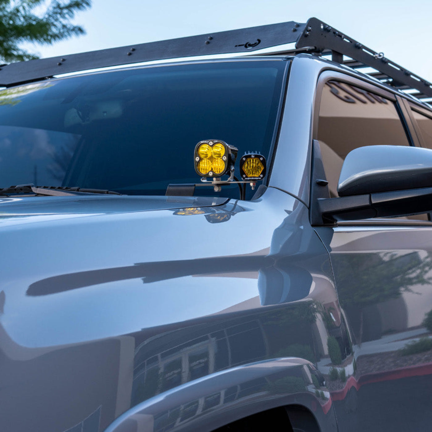 SDHQ Built A-Pillar Add A Light Mount Kit for Baja Designs Squadron Series Lights installed 