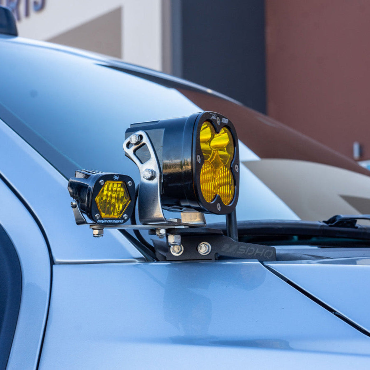 SDHQ Built A-Pillar Add A Light Mount Kit for Baja Designs XL Series Lights installed 