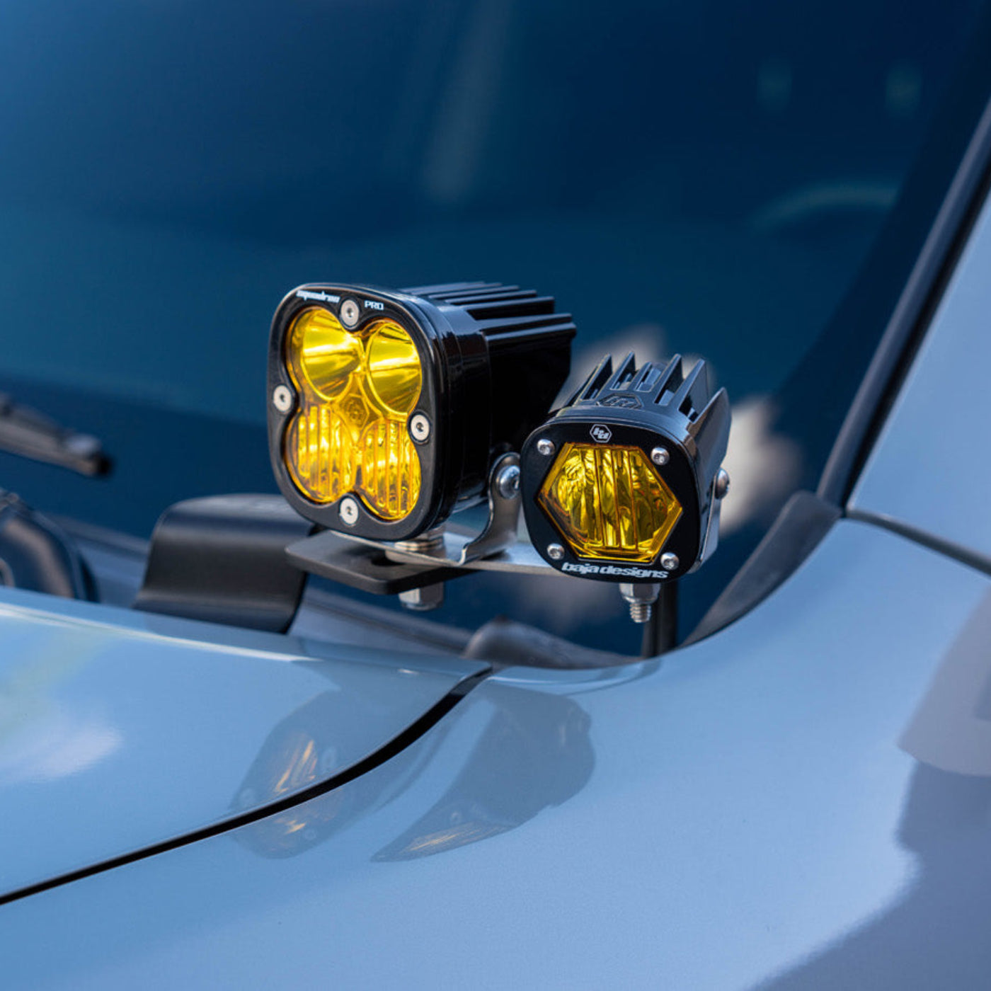 SDHQ Built A-Pillar Add A Light Mount Kit for Baja Designs Squadron Series Lights installed 