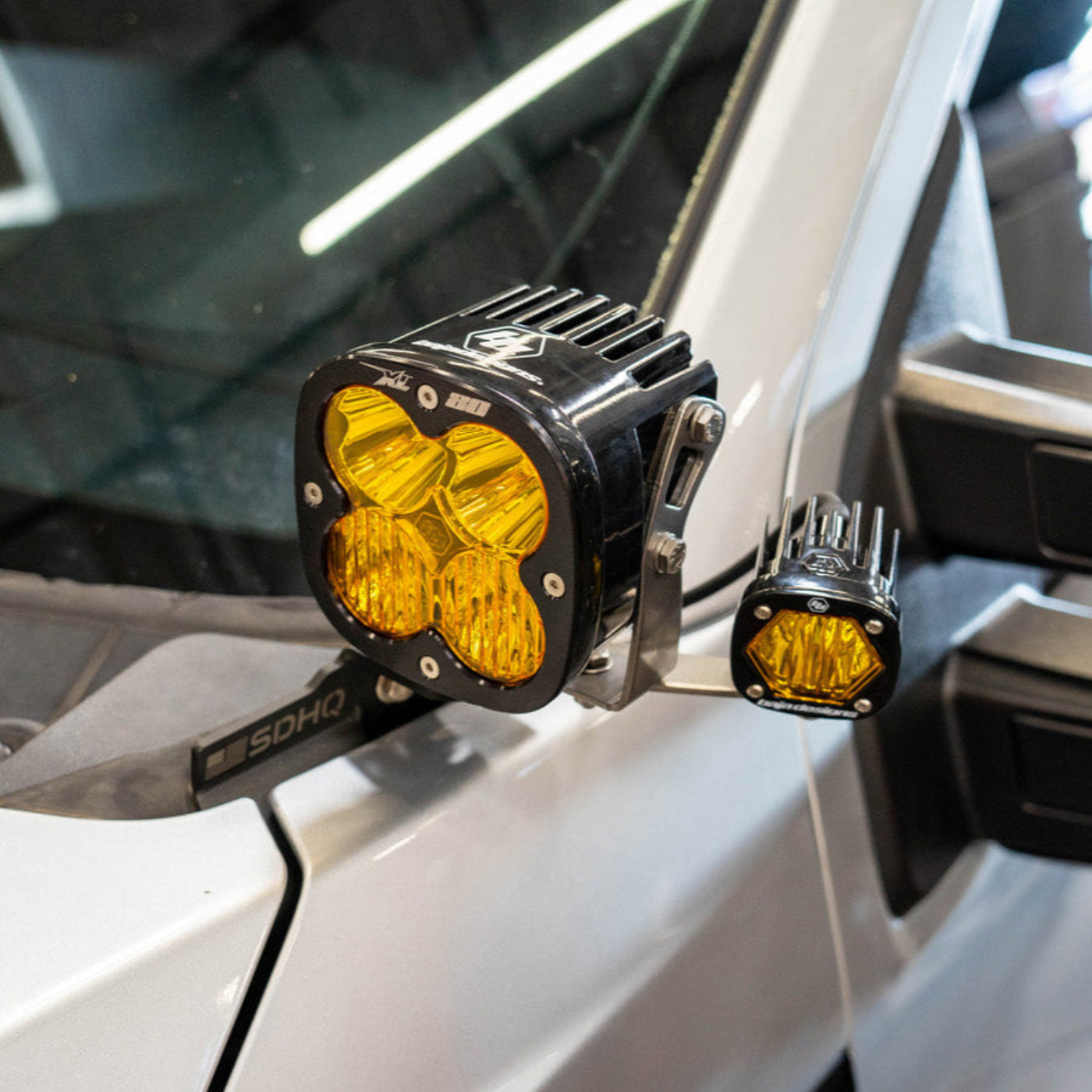 SDHQ Built A-Pillar Add A Light Mount Kit for Baja Designs XL Series Lights installed 