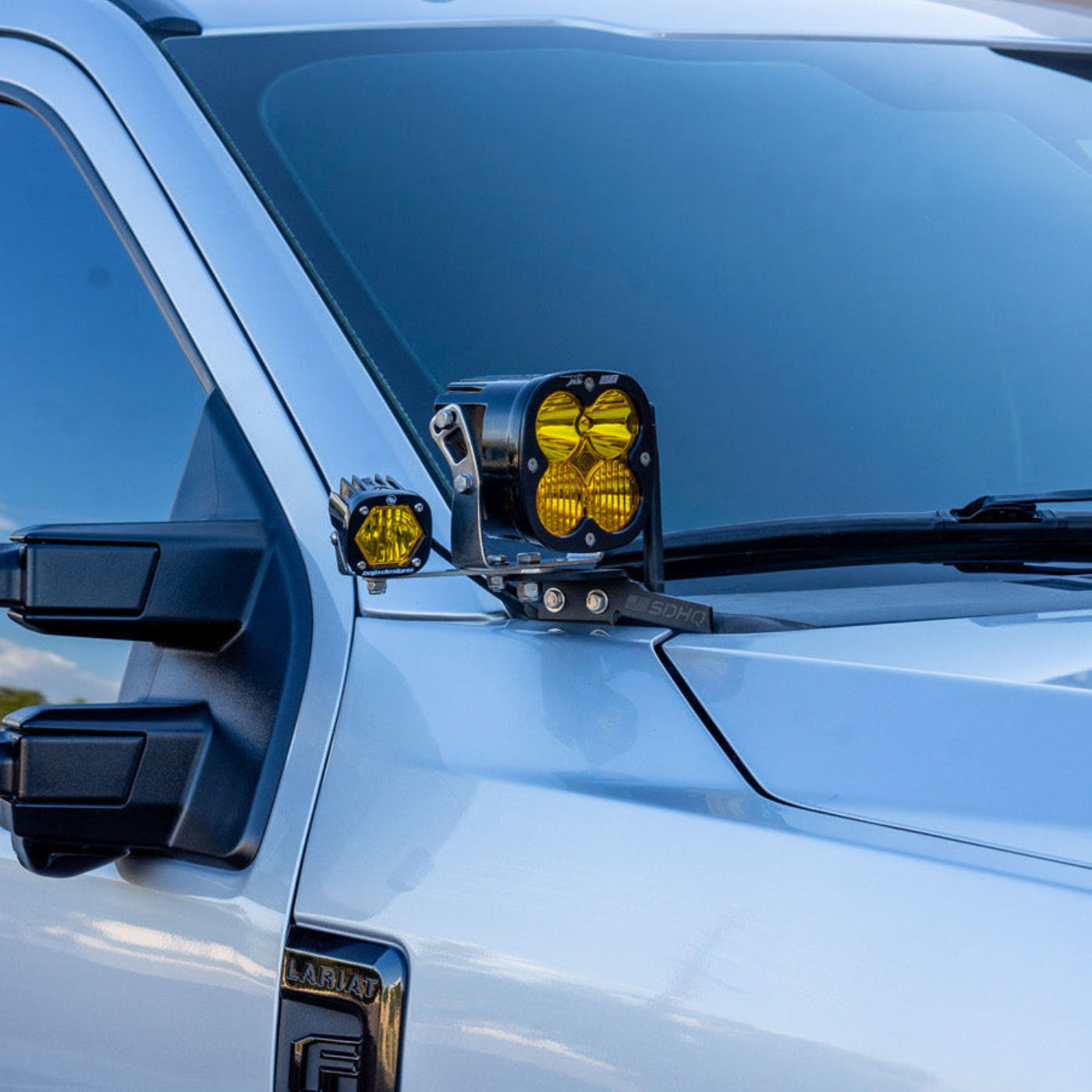 SDHQ Built A-Pillar Add A Light Mount Kit for Baja Designs XL Series Lights installed 