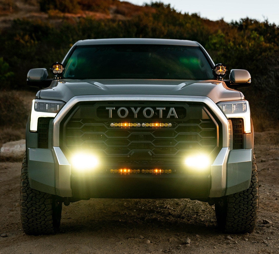 '22-23 Toyota Tundra Baja Designs 20" S8 Behind the Bumper LED Light Bar Kit Display on Vehicle (In Use)(front view)