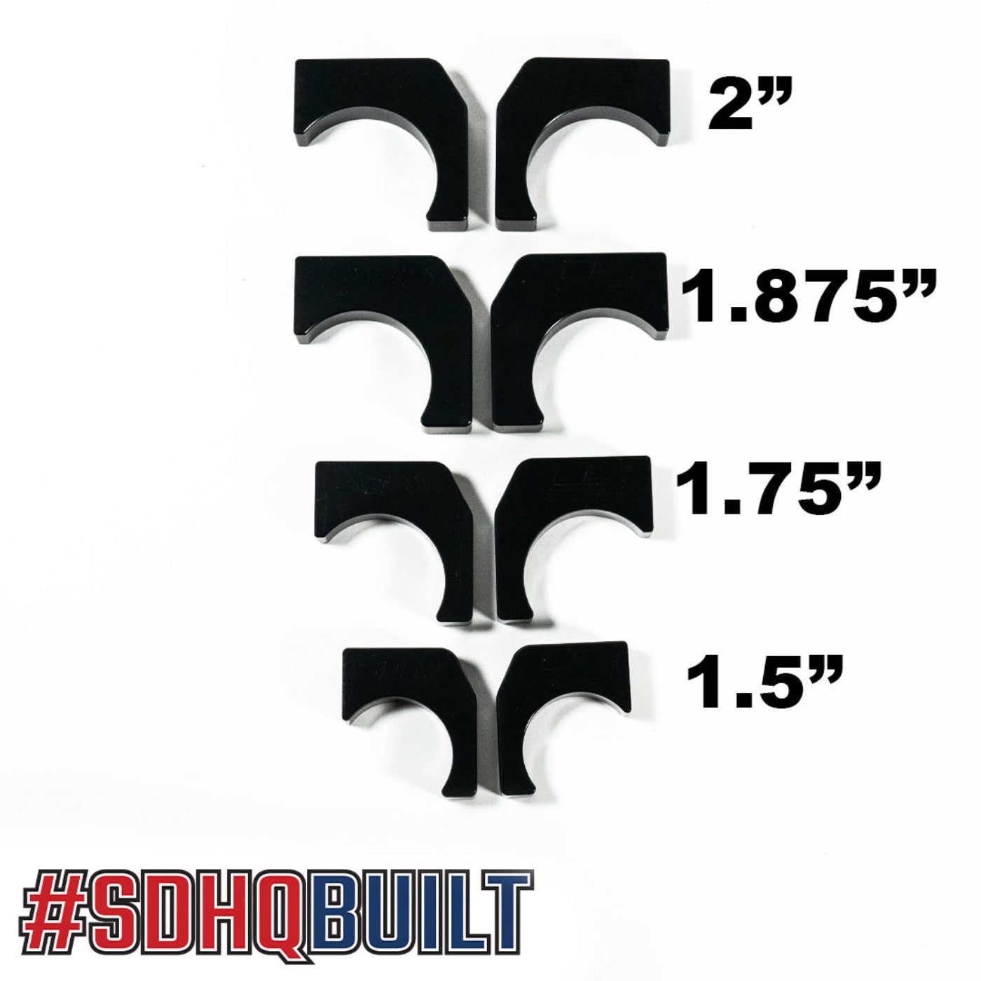 SDHQ Built Billet Tube Hook Kit sizes