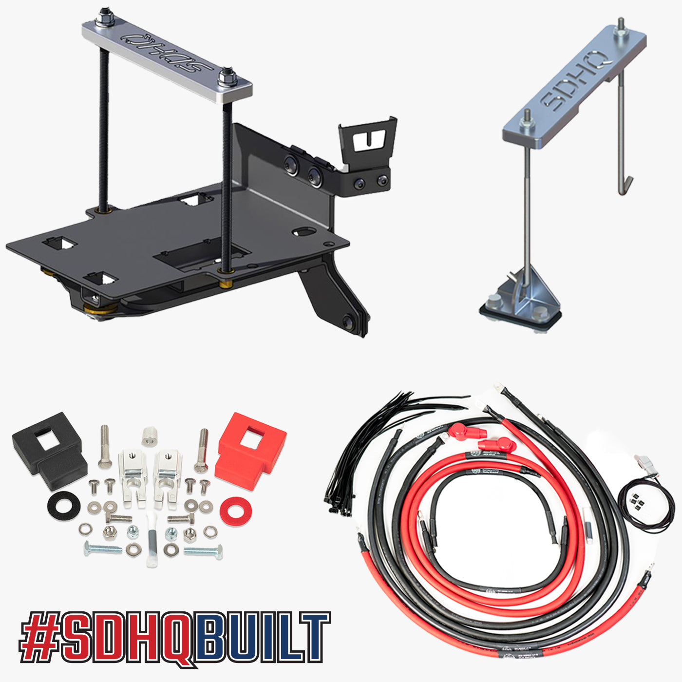 '08-21 200 Series Toyota Land Cruiser "Build your Own" SDHQ Dual Battery Kit display of included components