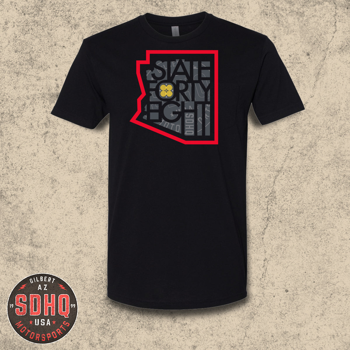 SDHQ Motorsports State 48 Outline T-Shirt - Black