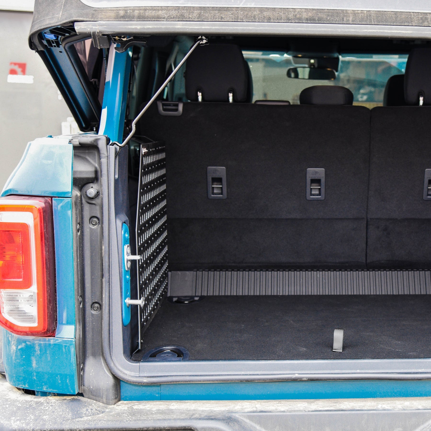 '21-24 Ford Bronco 4-Door Builtright Industries Molle Compatible Cargo Panel-Full Kit Display in Vehicle 