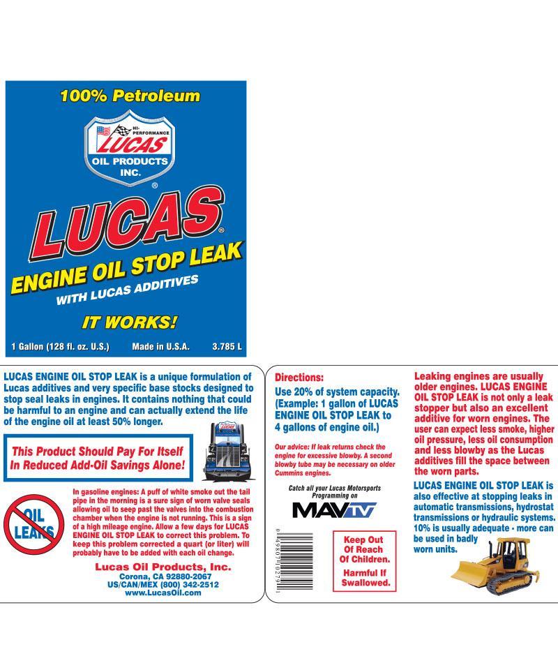 Engine Oil Stop Leak Fluid Oils and Grease Lucas Oil description