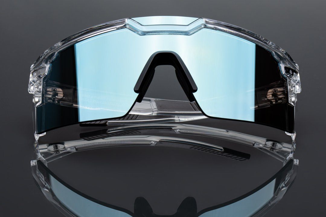 Future Tech Clear Frame Sunglasses - Arctic Chrome Lens Sunglasses Heatwave