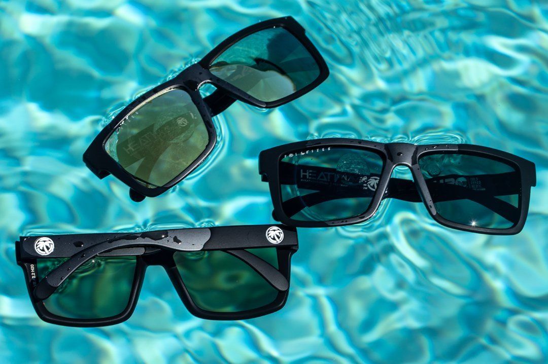 H20 Vise Floating Black Frame Sunglasses - Black lens Sunglasses Heatwave display