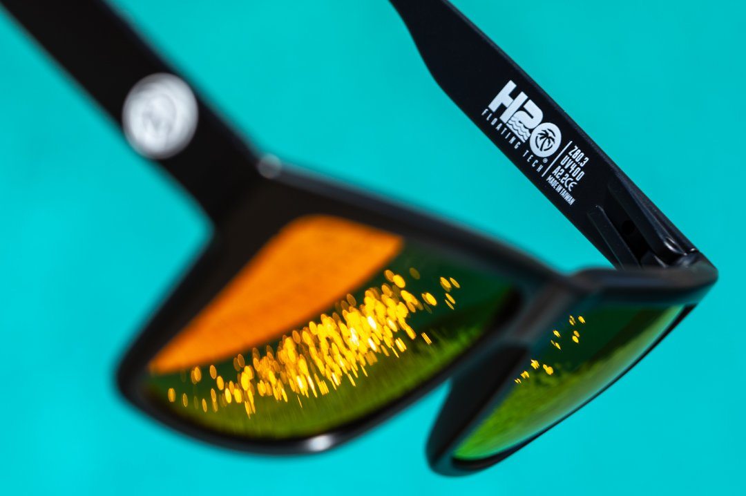 H20 Vise Floating Black Frame Sunglasses - Gold Rush lens Sunglasses Heatwave close-up