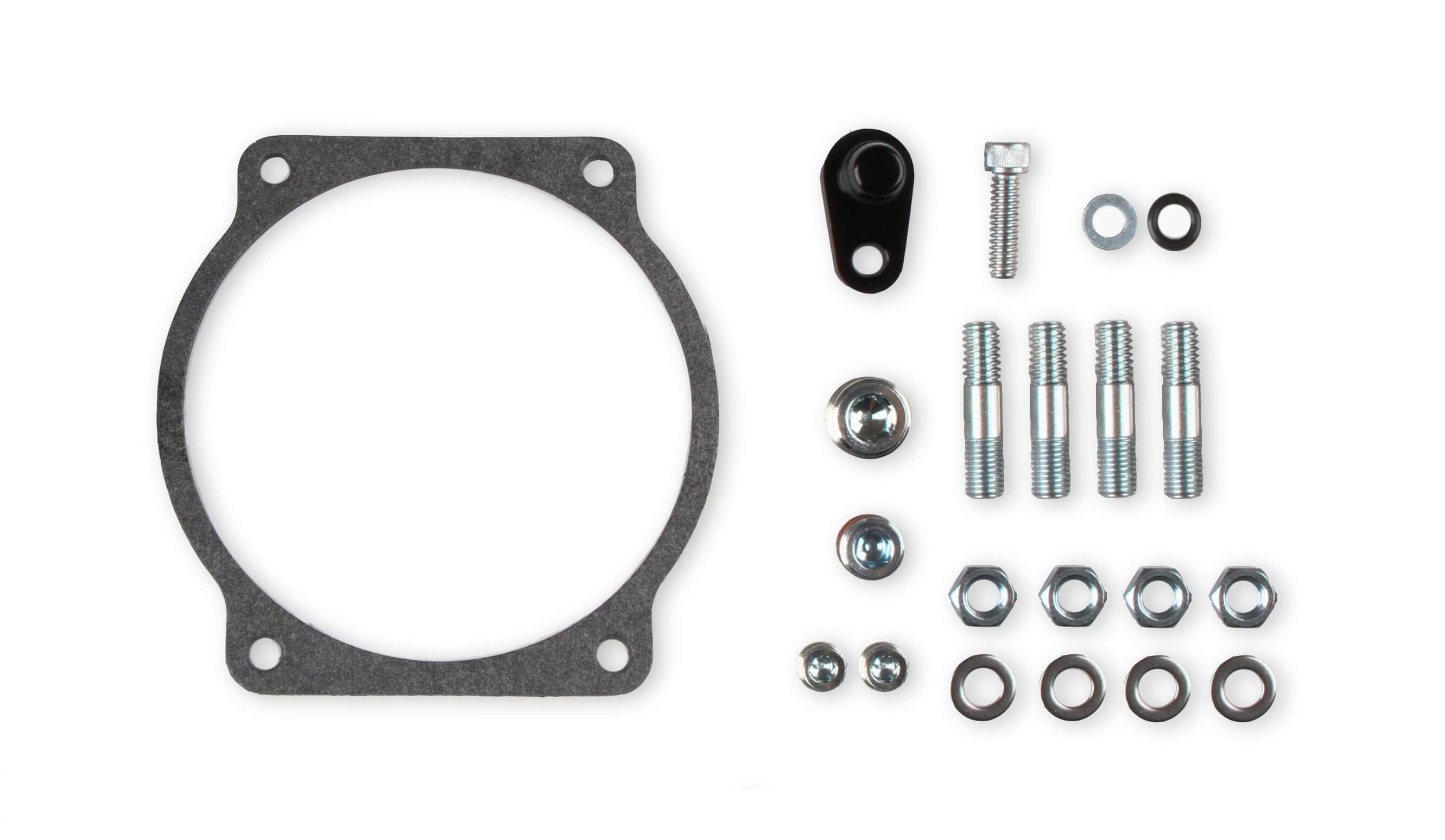 Holley Throttle Body Intake Elbows Ford Display of Included Parts and Hardware