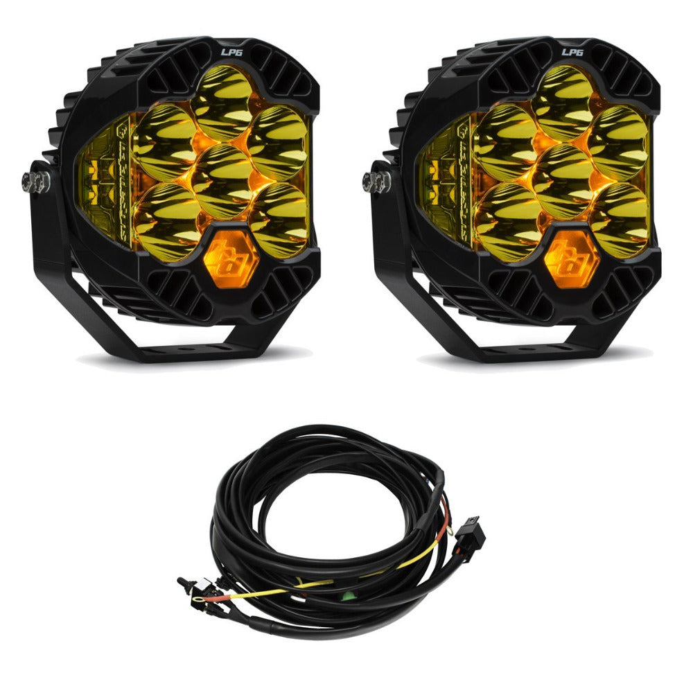 LP6 Pro LED Lights - Pair Lighting Baja Designs Display of Included parts