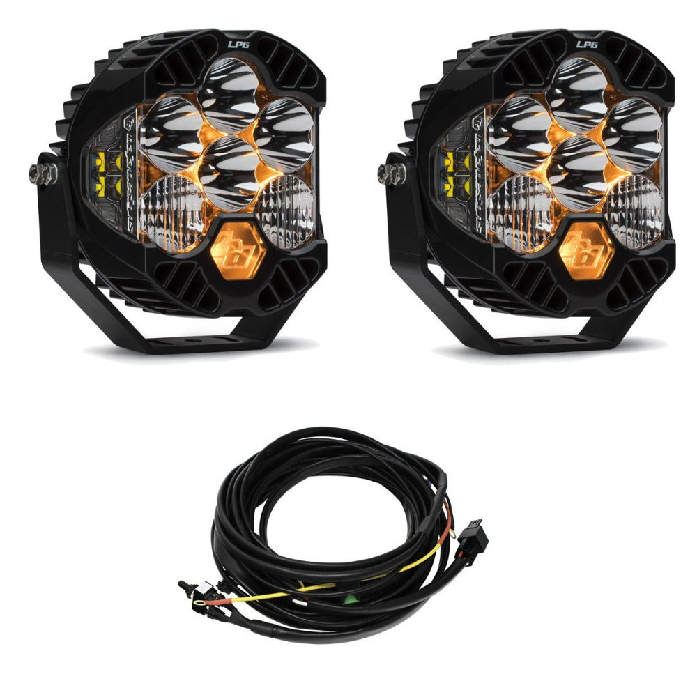 LP6 Pro LED Lights - Pair Lighting Baja Designs Display of Included Parts 