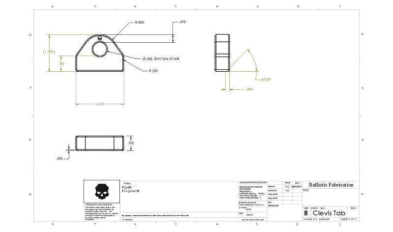 Medium Duty 1/2 Inch Clevis / D-Ring Tab Ballistic Fabrication design
