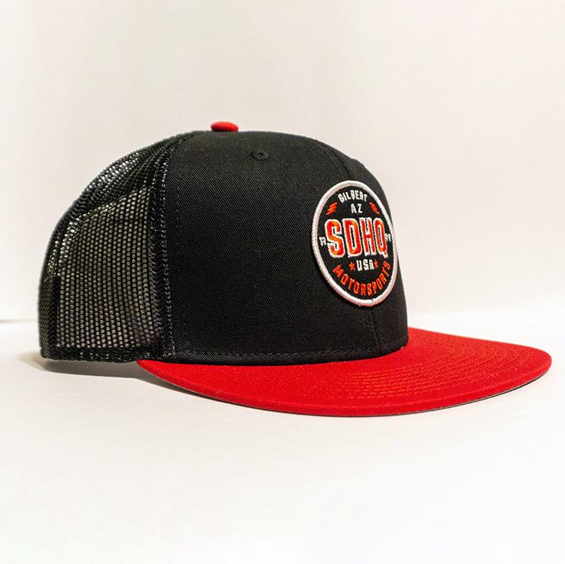SDHQ Motorsports Black & Red Trucker Style Snapback Hat Apparel SDHQ Off Road