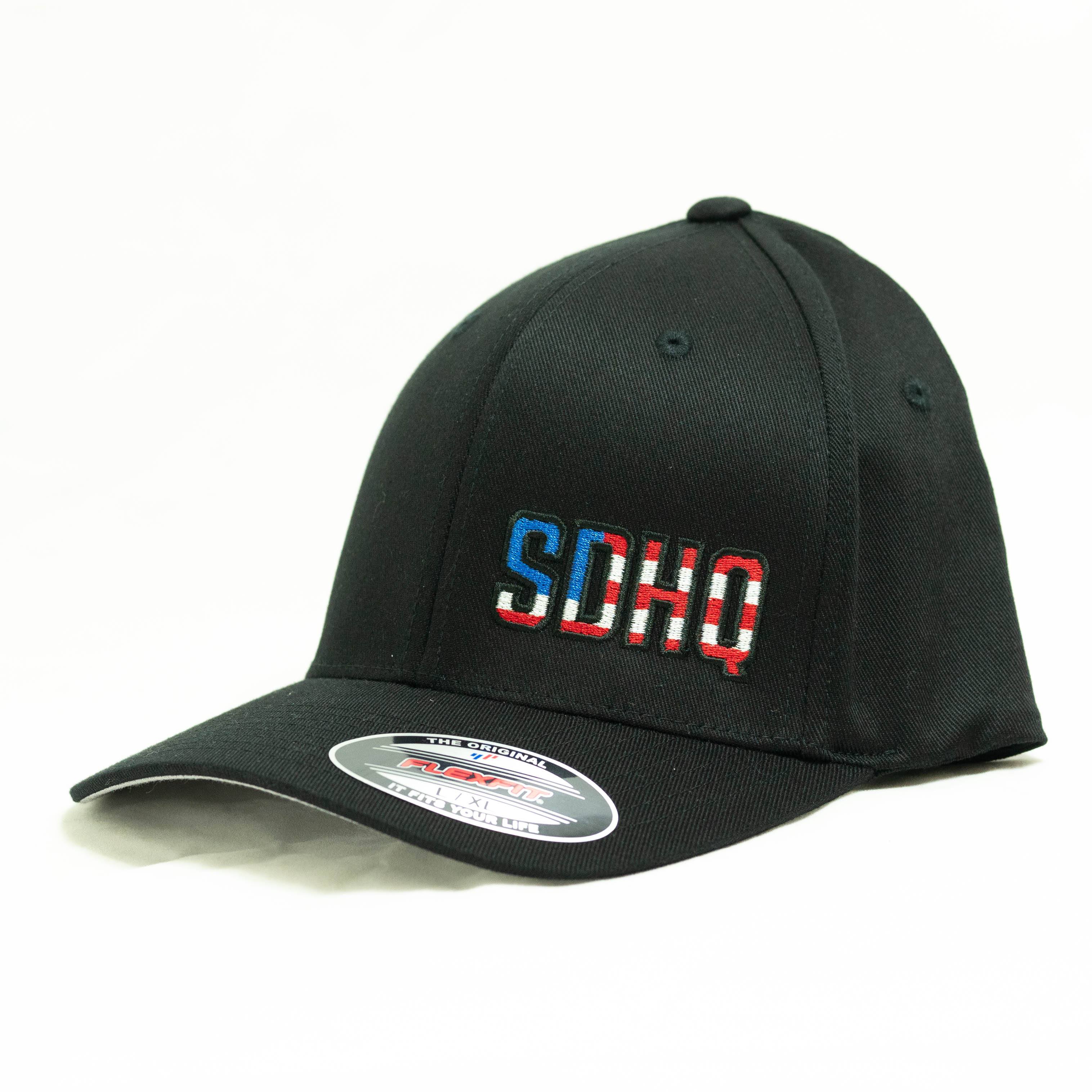 SDHQ USA Black Flex Fit Hat Apparel SDHQ Off Road