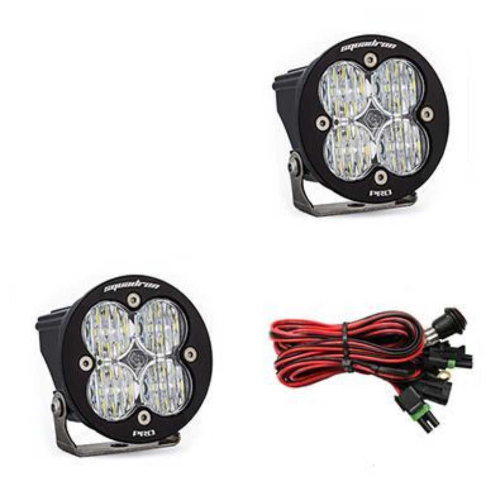 Squadron Pro-R LED Light | Pair Lighting Baja Designs Display of Included Parts 