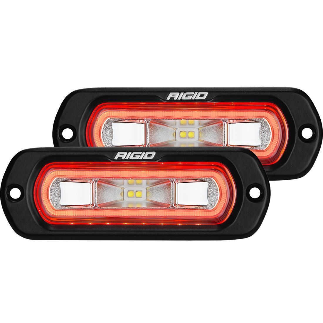 SR-L Series Off Road Spreader Pod Red Halo | Pair Lighting Rigid Industries Flush Mount 