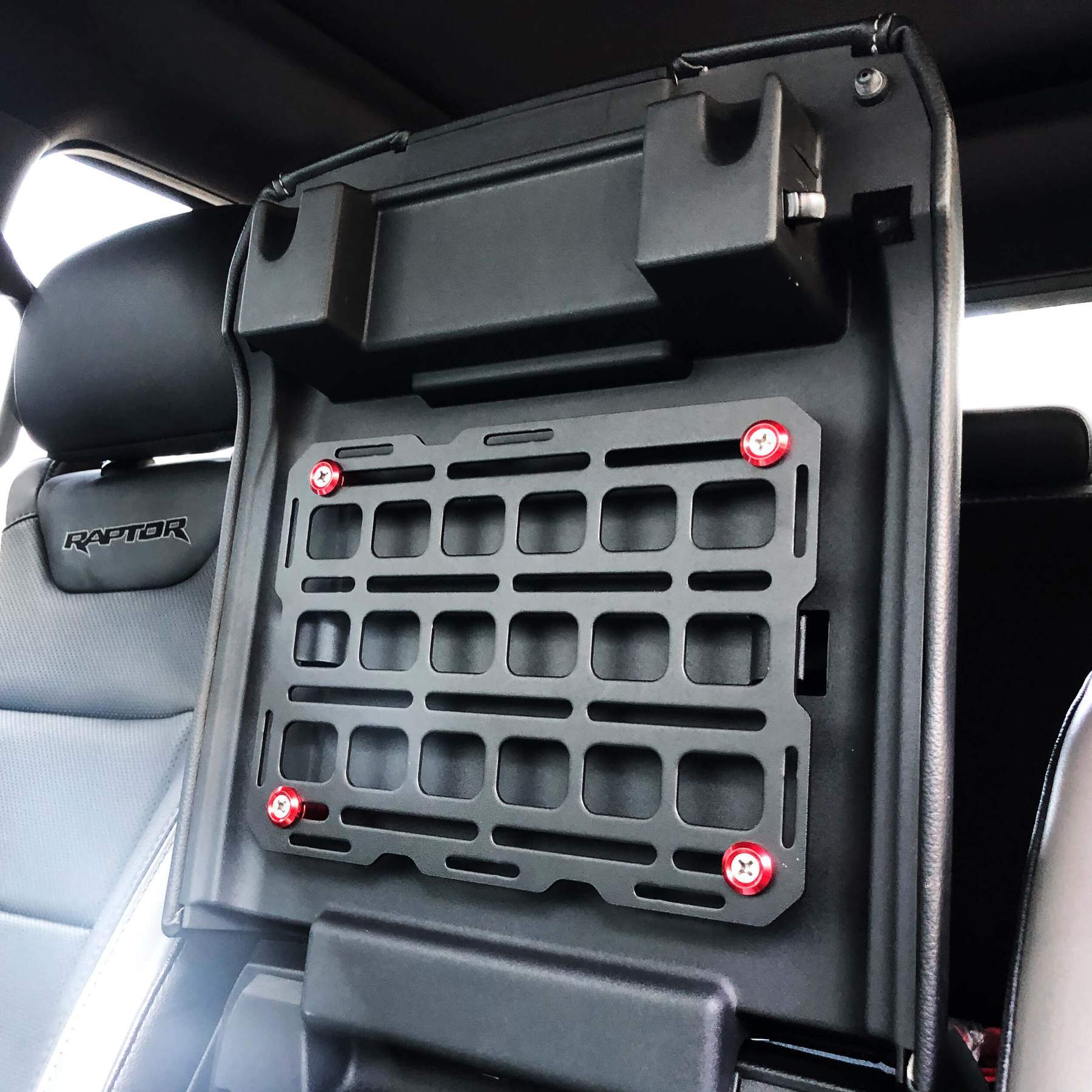 Tech Plate - 10" x 7.5" Universal Molle Mounting Plate Display in Vehicle 