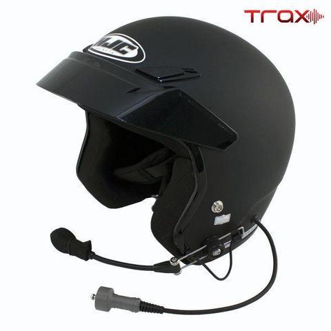 TRAX HJC CS-5N Open Face Wired Helmets PCI Radios Wired Flat Black XSmall