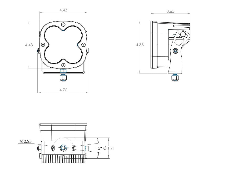 XL Pro LED Light Lighting Baja Designs Diagram of Measurements 